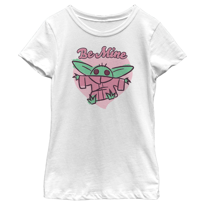 fifth sun Girl's Star Wars: The Mandalorian Valentine's Day The Child Be Mine Sketch T-Shirt