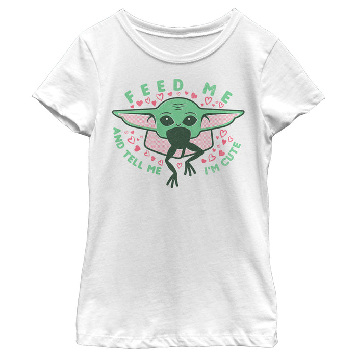 fifth sun Girl's Star Wars: The Mandalorian Valentine's Day The Child Feed Me T-Shirt