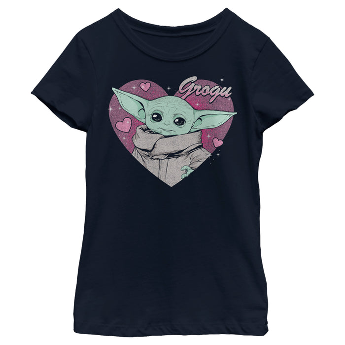 fifth sun Girl's Star Wars: The Mandalorian Valentine's Day The Child Heart Portrait T-Shirt
