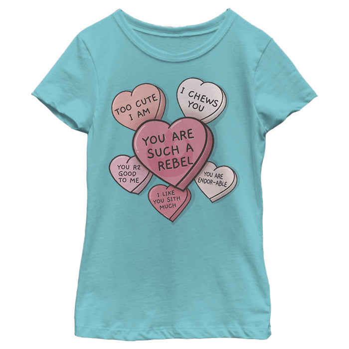 fifth sun Girl's Star Wars Valentine Galactic Candy Hearts T-Shirt