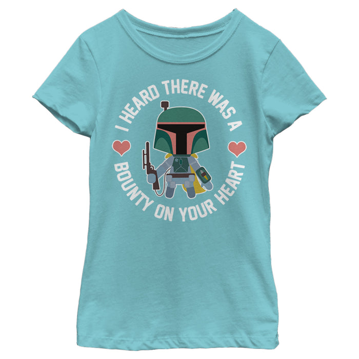 fifth sun Girl's Star Wars Valentine's Day Boba Fett Bounty on Heart T-Shirt