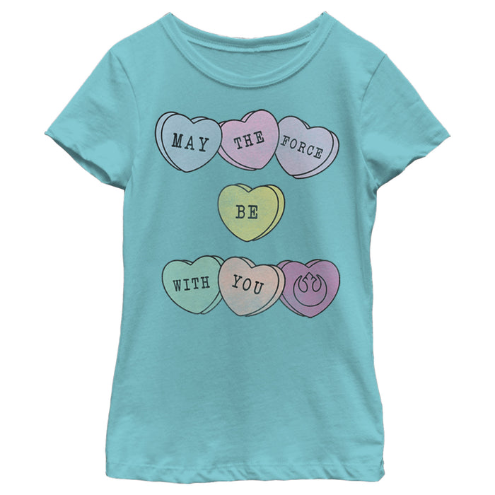 fifth sun Girl's Star Wars Valentine's Day May Force Candy Heart T-Shirt