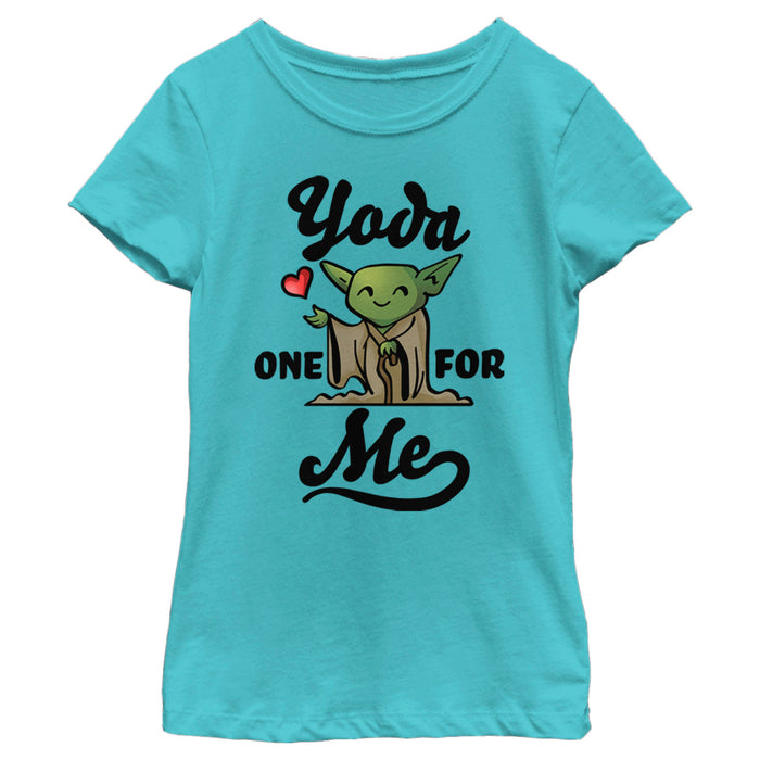 fifth sun Girl's Star Wars Valentine's Day Yoda One for Me Cartoon T-Shirt