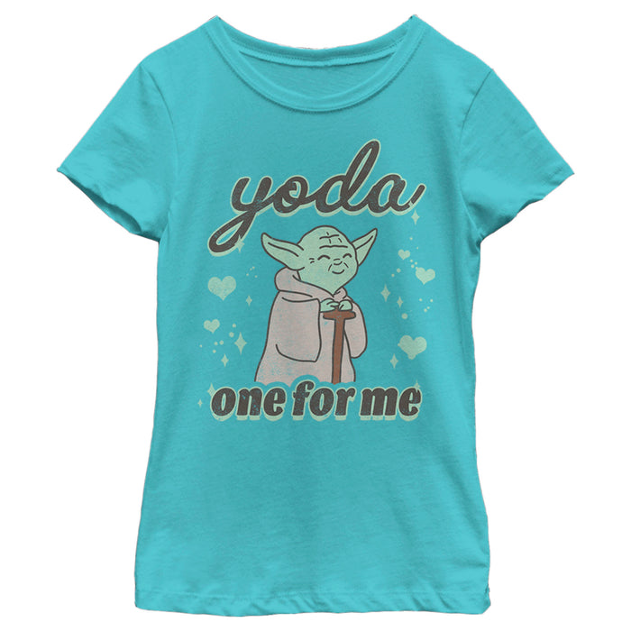 fifth sun Girl's Star Wars Valentine's Day Yoda One for Me Distressed T-Shirt