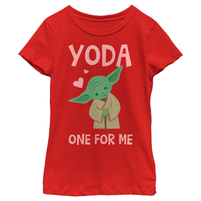 fifth sun Girl's Star Wars Valentine's Day Yoda One for Me Simple T-Shirt