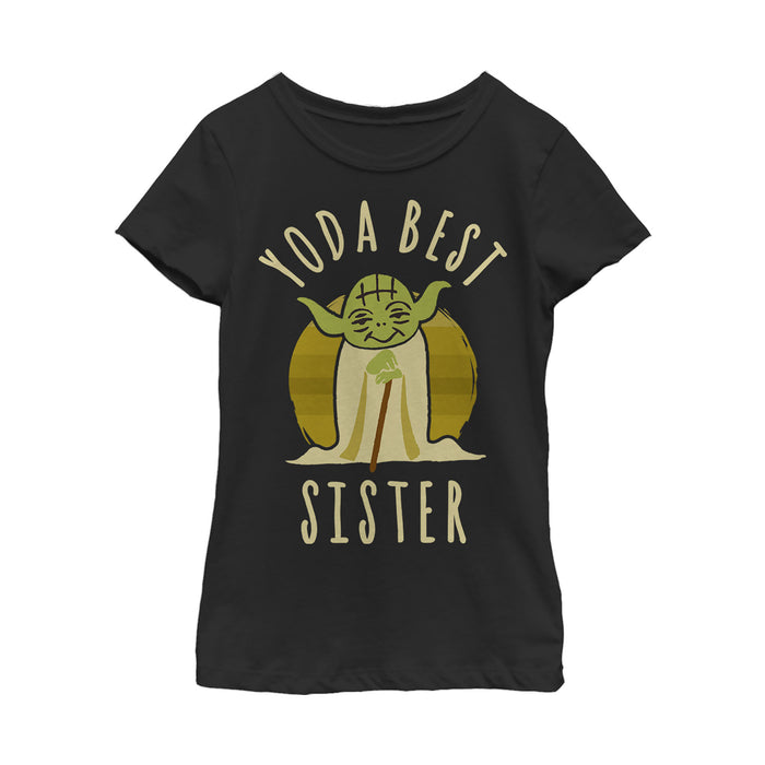 fifth sun Girl's Star Wars Yoda Best Sister Cartoon T-Shirt