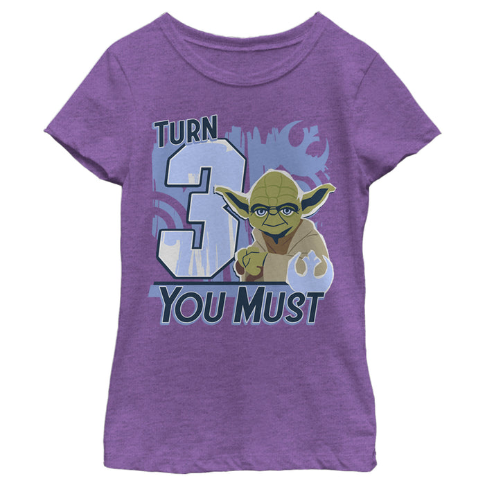 fifth sun Girl's Star Wars Yoda Turn 3 You Must Rebel Logo Portrait T-Shirt