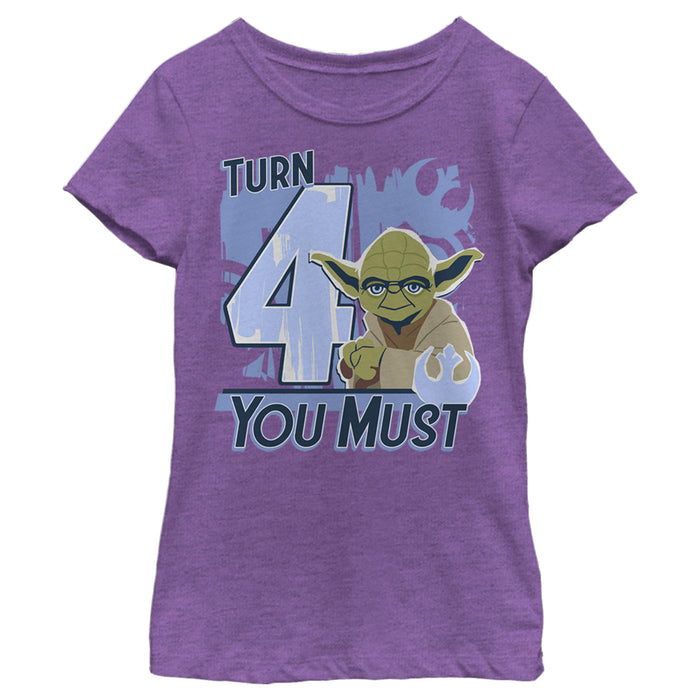 fifth sun Girl's Star Wars Yoda Turn 4 You Must Rebel Logo Portrait T-Shirt
