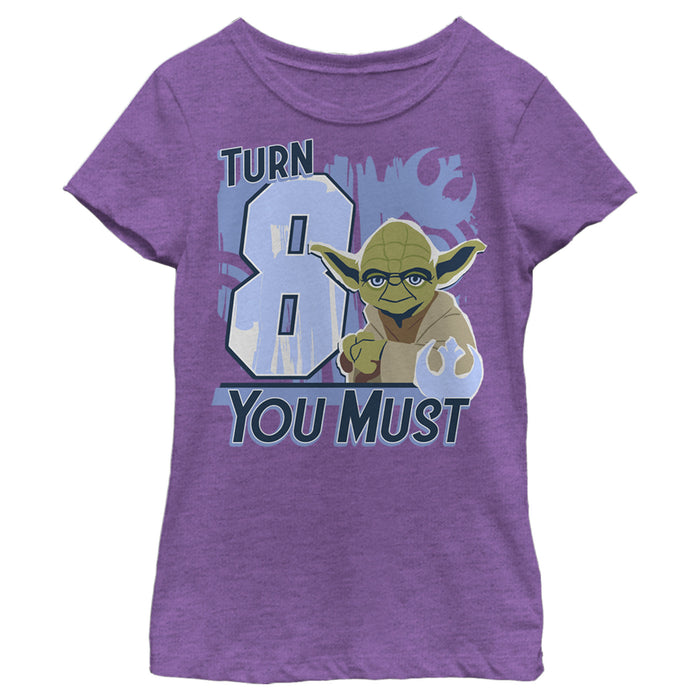 fifth sun Girl's Star Wars Yoda Turn 8 You Must Rebel Logo Portrait T-Shirt