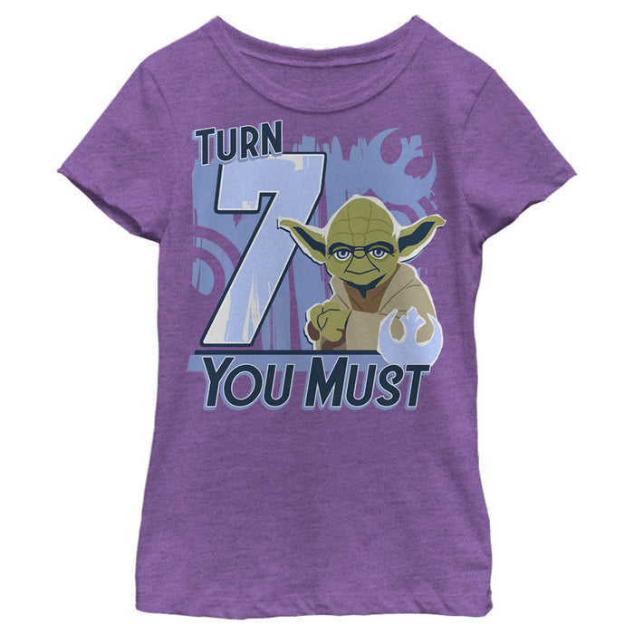 fifth sun Girl's Star Wars Yoda Turn You Must Rebel Logo Portrait T-Shirt