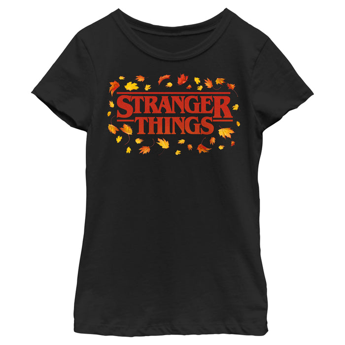 fifth sun Girl's Stranger Things Autumn Logo T-Shirt