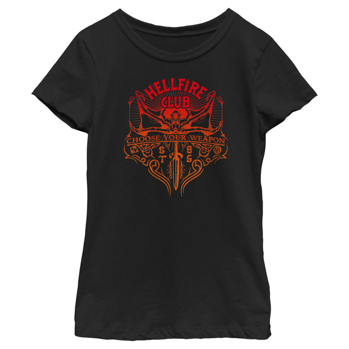 fifth sun Girl's Stranger Things Choose Your Weapon T-Shirt
