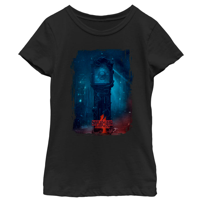 fifth sun Girl's Stranger Things Grandfather Clock T-Shirt