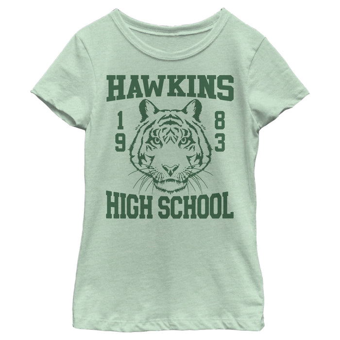 fifth sun Girl's Stranger Things Hawkins High School Tiger 1983 T-Shirt