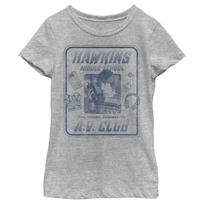 fifth sun Girl's Stranger Things Hawkins Middle School A.V. Club T-Shirt