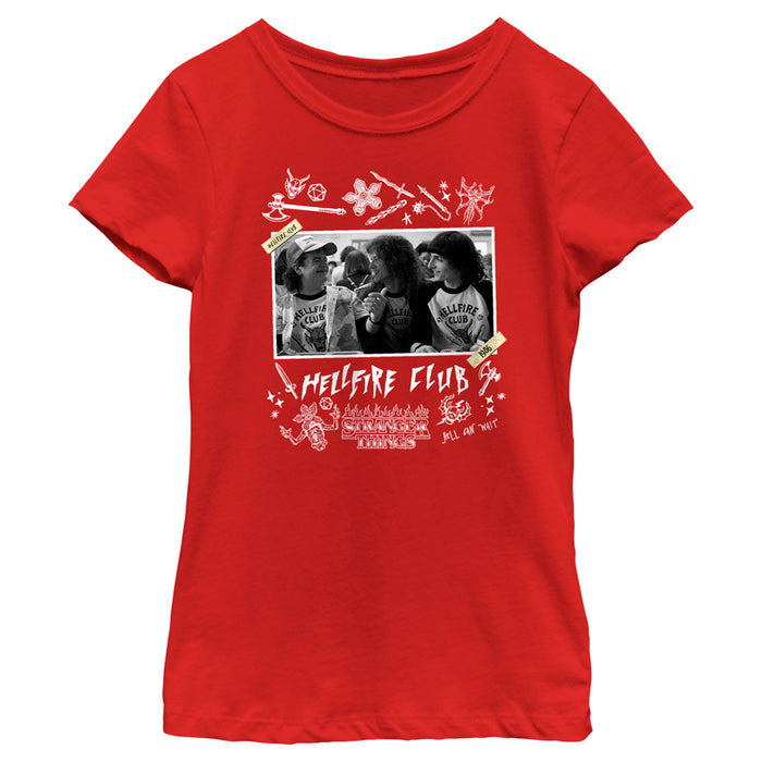 fifth sun Girl's Stranger Things Hellfire Club Members T-Shirt