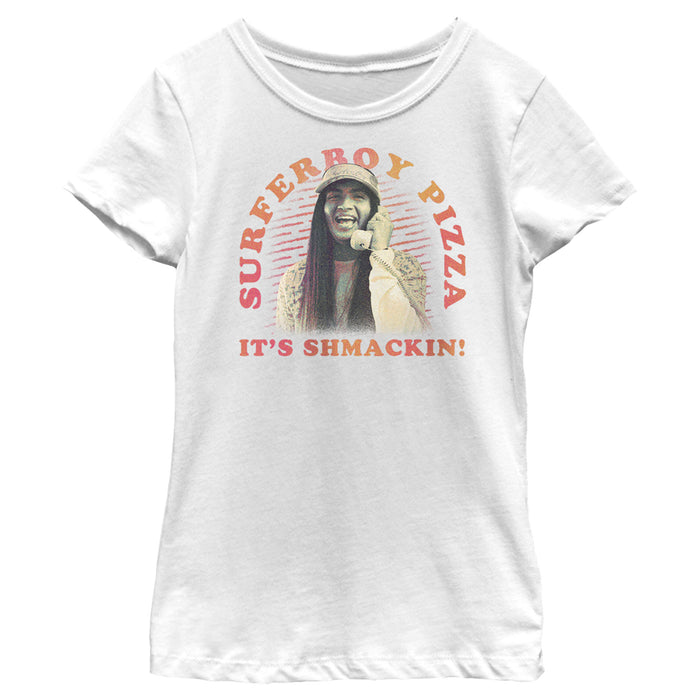 fifth sun Girl's Stranger Things It's Shmackin Superboy Pizza T-Shirt