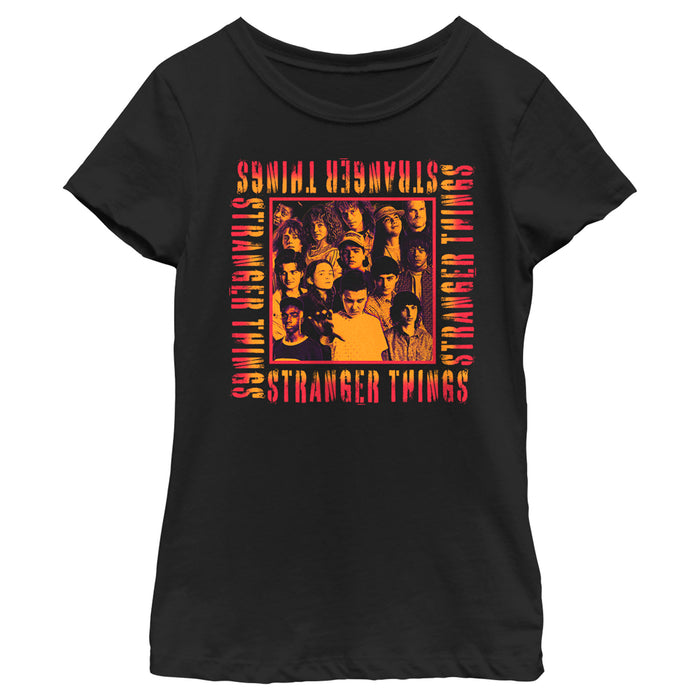 fifth sun Girl's Stranger Things Orange Group Shot Boxed Up T-Shirt