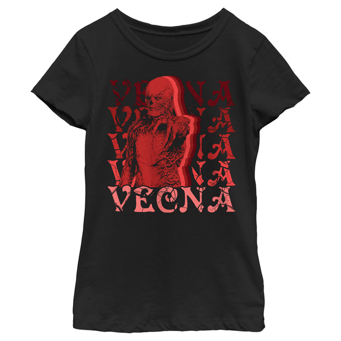 fifth sun Girl's Stranger Things Red Vecna Stacked T-Shirt