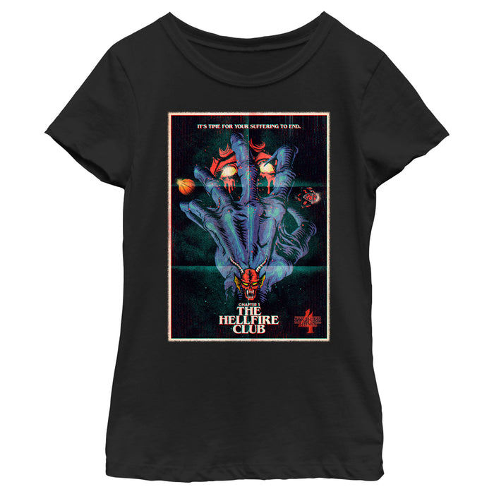 fifth sun Girl's Stranger Things Retro Hellfire Club Poster T-Shirt