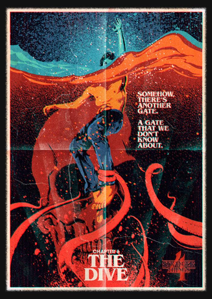 Fifth Sun Girl's Stranger Things Retro The Dive Poster T-Shirt