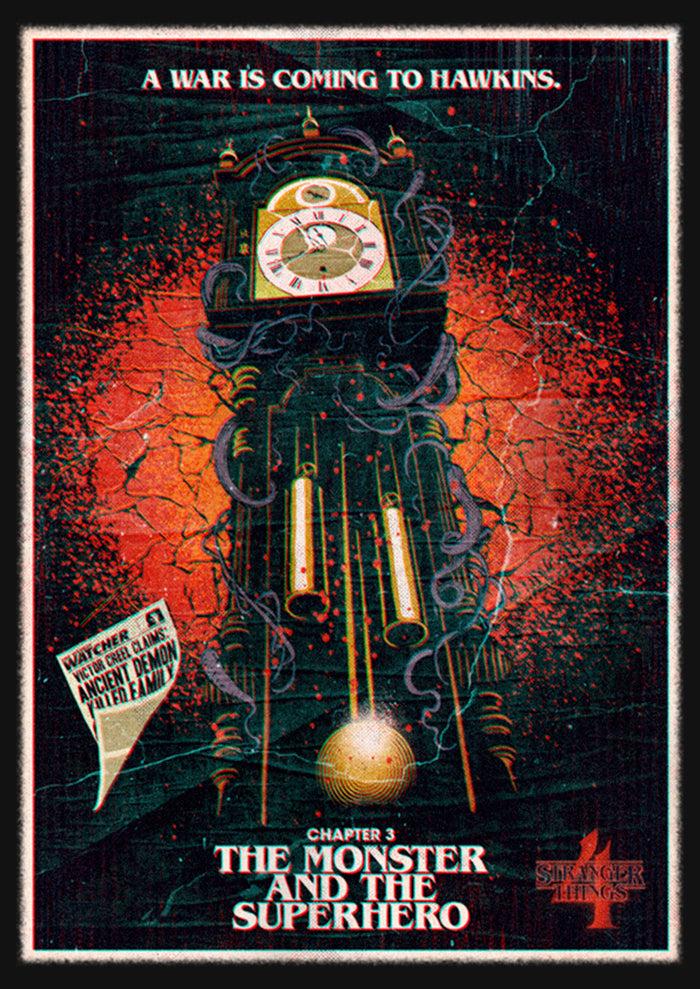 Fifth Sun Girl's Stranger Things Retro The Monster And The Superhero Poster T-Shirt
