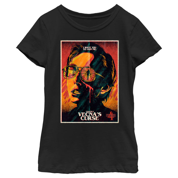 fifth sun Girl's Stranger Things Retro Vecna's Curse Poster T-Shirt