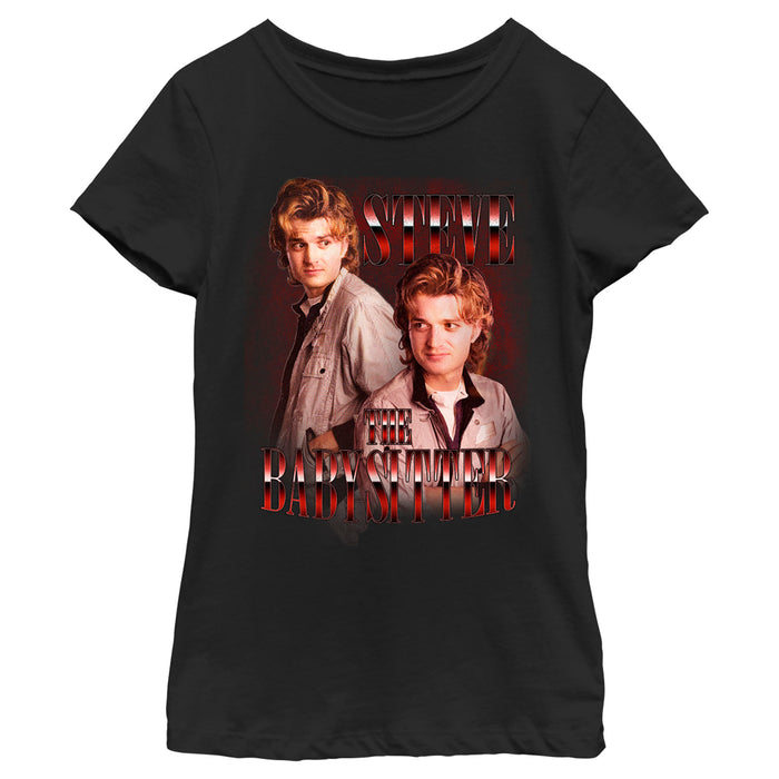 fifth sun Girl's Stranger Things Steve The Babysitter T-Shirt