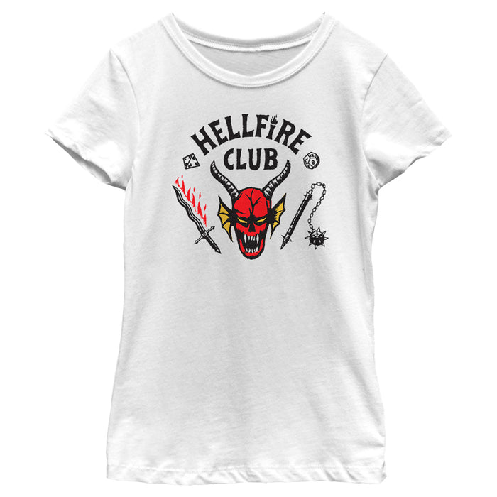 fifth sun Girl's Stranger Things Welcome to the Hellfire Club T-Shirt
