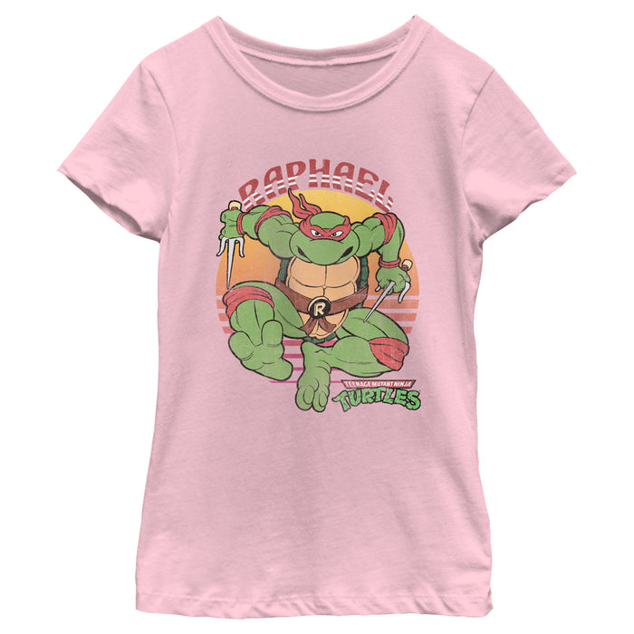 fifth sun Girl's Teenage Mutant Ninja Turtles Distressed Raphael in Action T-Shirt