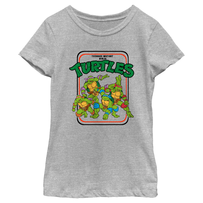 fifth sun Girl's Teenage Mutant Ninja Turtles Retro Card Frame Logo T-Shirt