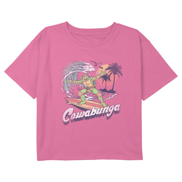 fifth sun Girl's Teenage Mutant Ninja Turtles Retro Cowabunga Surfer Michelangelo T-Shirt