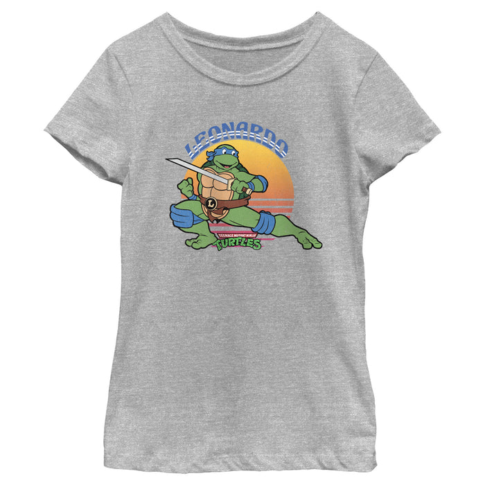 fifth sun Girl's Teenage Mutant Ninja Turtles Sunset Leonardo in Action T-Shirt