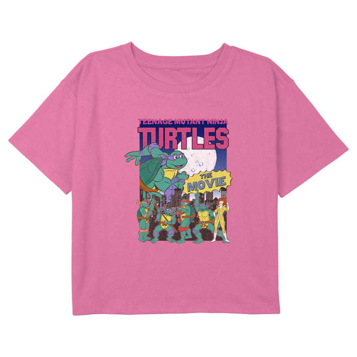 fifth sun Girl's Teenage Mutant Ninja Turtles The Movie Retro Poster T-Shirt