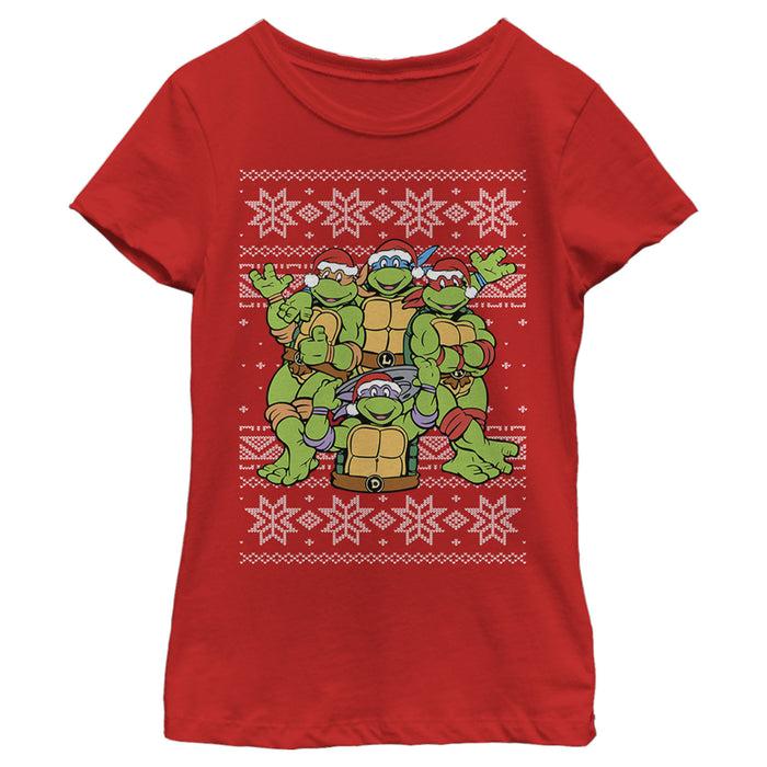 fifth sun Girl's Teenage Mutant Ninja Turtles Ugly Christmas Sweater T-Shirt
