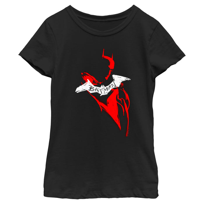 fifth sun Girl's The Batman Artistic Red & White Graffiti T-Shirt