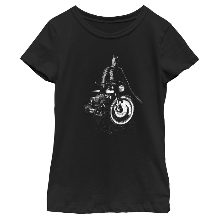 fifth sun Girl's The Batman Batcycle in the Shadows T-Shirt