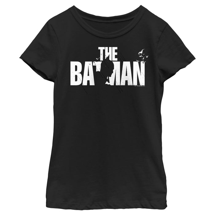 fifth sun Girl's The Batman Black and White Silhouette T-Shirt