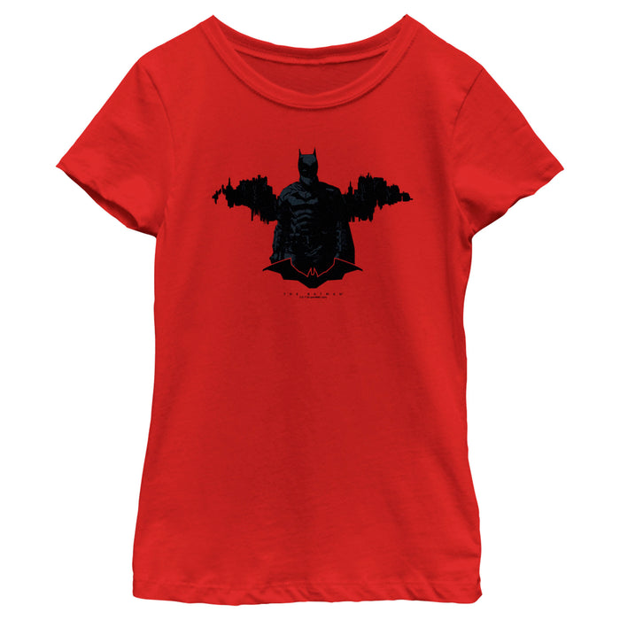 fifth sun Girl's The Batman Gotham Silhouette T-Shirt