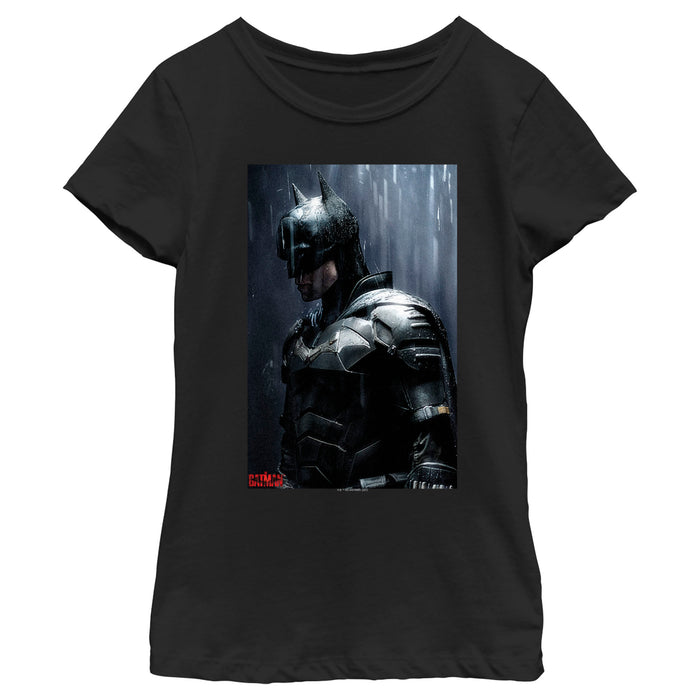 fifth sun Girl's The Batman In the Rain Poster T-Shirt