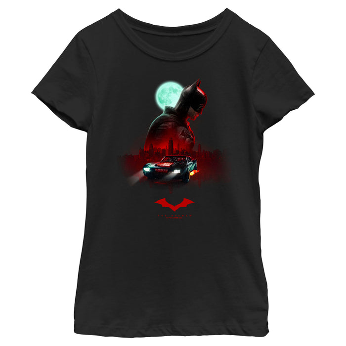 fifth sun Girl's The Batman Moonlit Batmobile T-Shirt