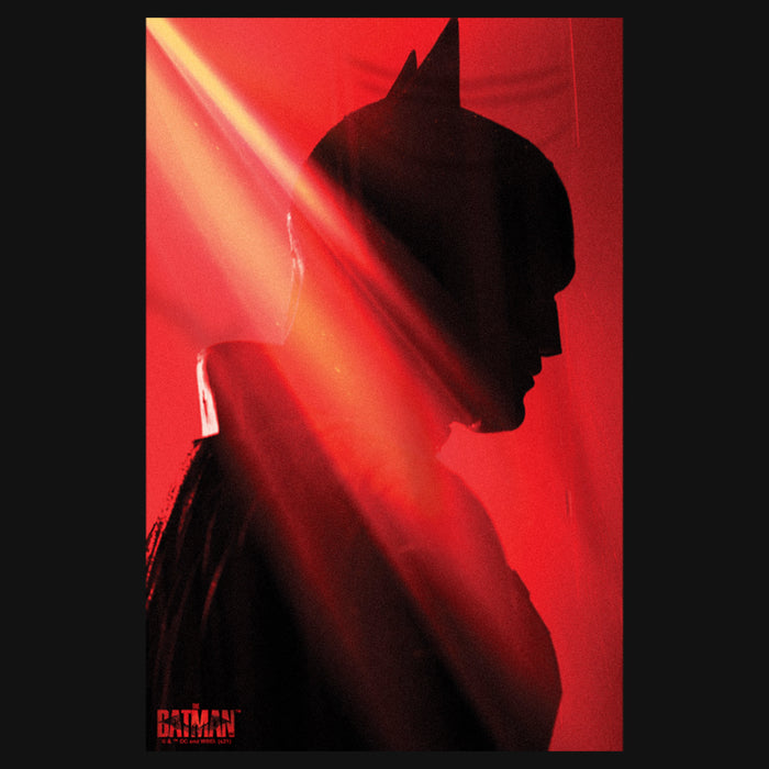 Fifth Sun Girl's The Batman Red And Black Silhouette Side Profile T-Shirt