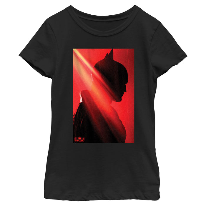 fifth sun Girl's The Batman Red and Black Silhouette Side Profile T-Shirt