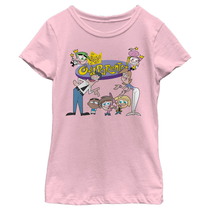 Fifth Sun Girl's The Fairly OddParents Character Group Shot Logo T-Shirt