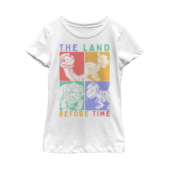 fifth sun Girl's The Land Before Time Dinosaur Squares T-Shirt
