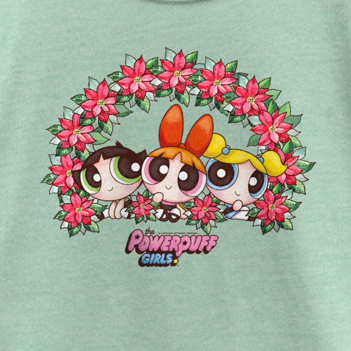 Fifth Sun Girl's The Powerpuff Girls Christmas Poinsettia Wreath T-Shirt