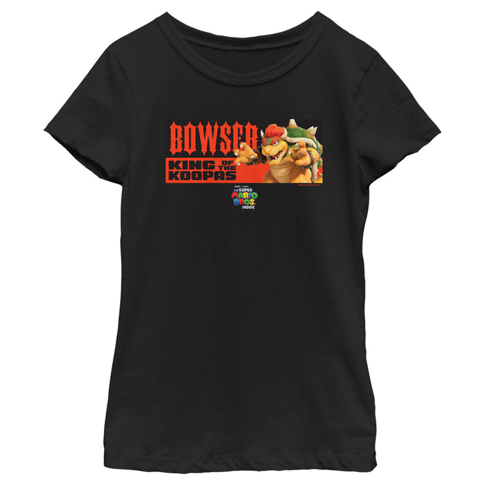 fifth sun Girl's The Super Mario Bros. Movie Bowser King of the Koopas Portrait T-Shirt