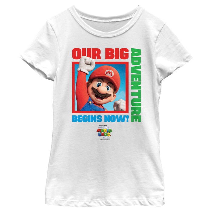 fifth sun Girl's The Super Mario Bros. Movie Mario Our Big Adventure Begins Now T-Shirt