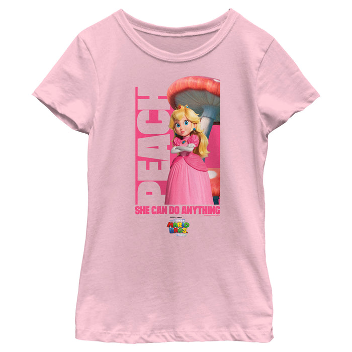 fifth sun Girl's The Super Mario Bros. Movie Peach She Can Do Anything T-Shirt