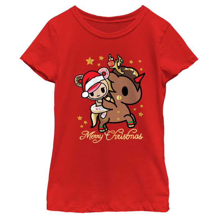 fifth sun Girl's Tokidoki Merry Christmas Donutella T-Shirt